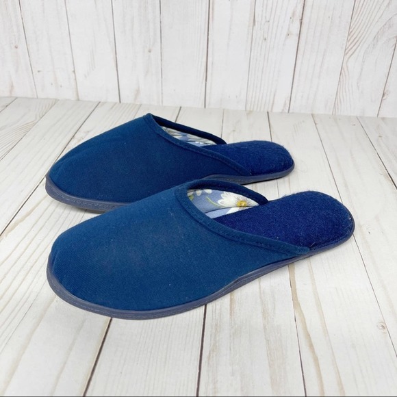 Vintage Shoes - Women's Vintage Slip On Blue Slide cushioned Slippers sz 9